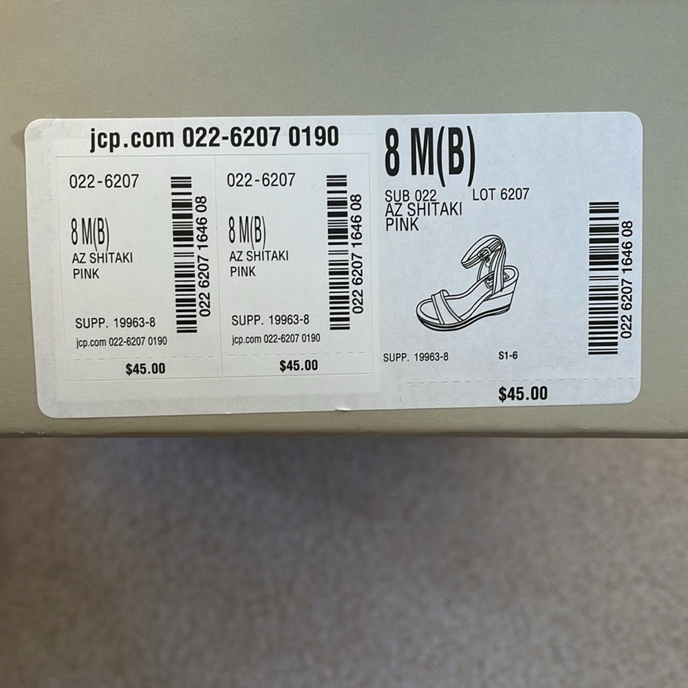 Arizona Shitaki Pink/Gray Wedge Heel Criss Cross Around Ankle Sandals 8 NIB. Y2K - Picture 9 of 9